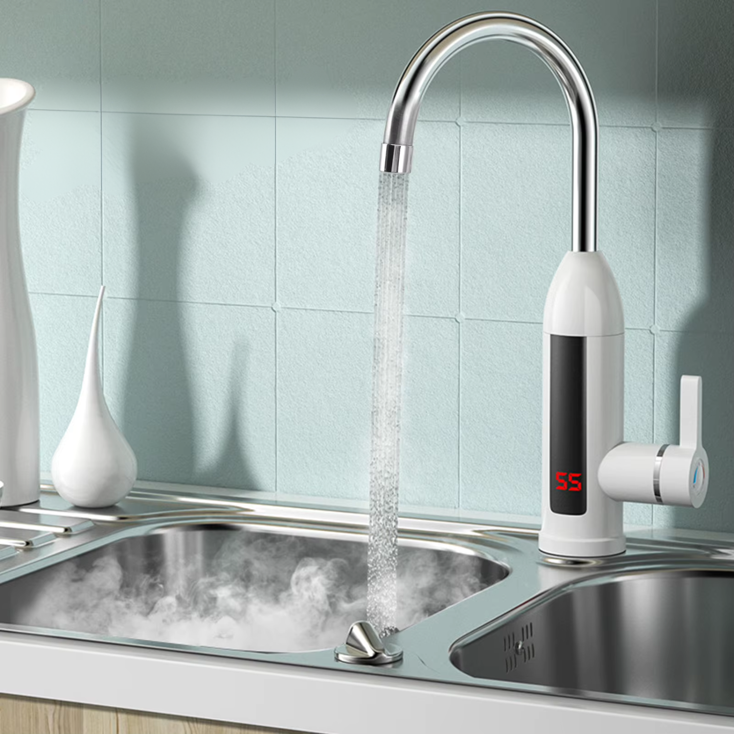 Water heating faucet