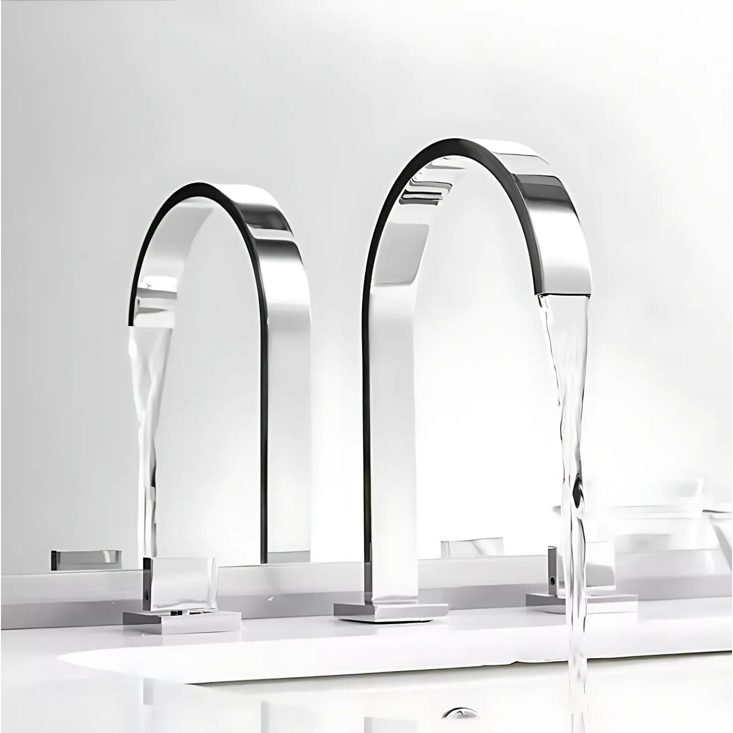 Laxa - Bathroom Faucet Square Design 3-Hole Double Handle Hot & Cold Tap
