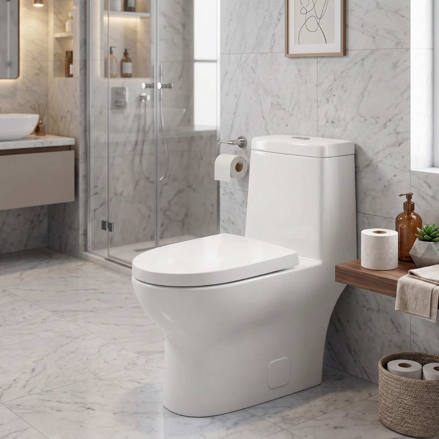 Alta - One-Piece Dual Washdown S-Trap Siphon Flushing Floor Mounted Elongated