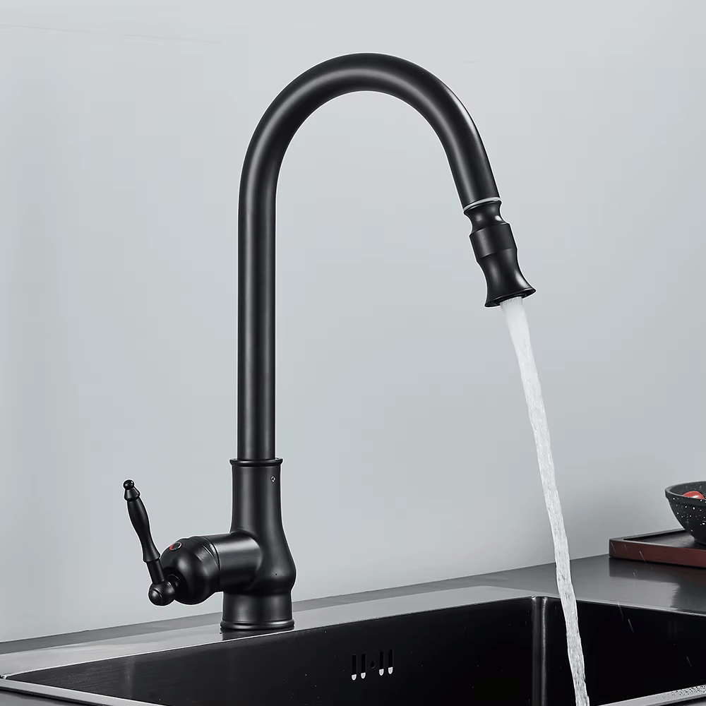 Black antique pull-out kitchen faucet