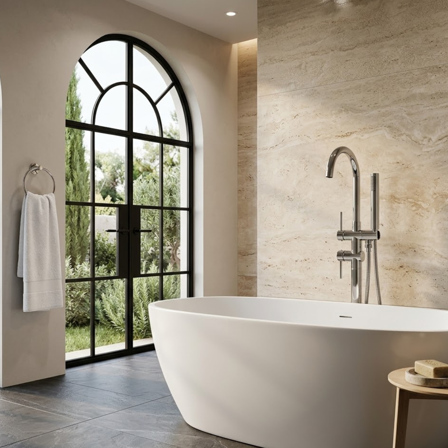 Klaralven - Bathtub Shower Faucet Set Floor Standing Shower System with 360 Swivel Spout Bathroom Bath Bathtub Mixer