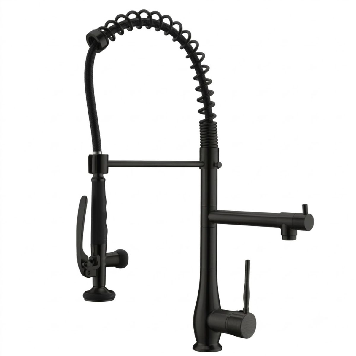 Oulanka - Commercial Single-Handle Kitchen Faucet with Dual-Outlet High-Arc Spring Sink Tap
