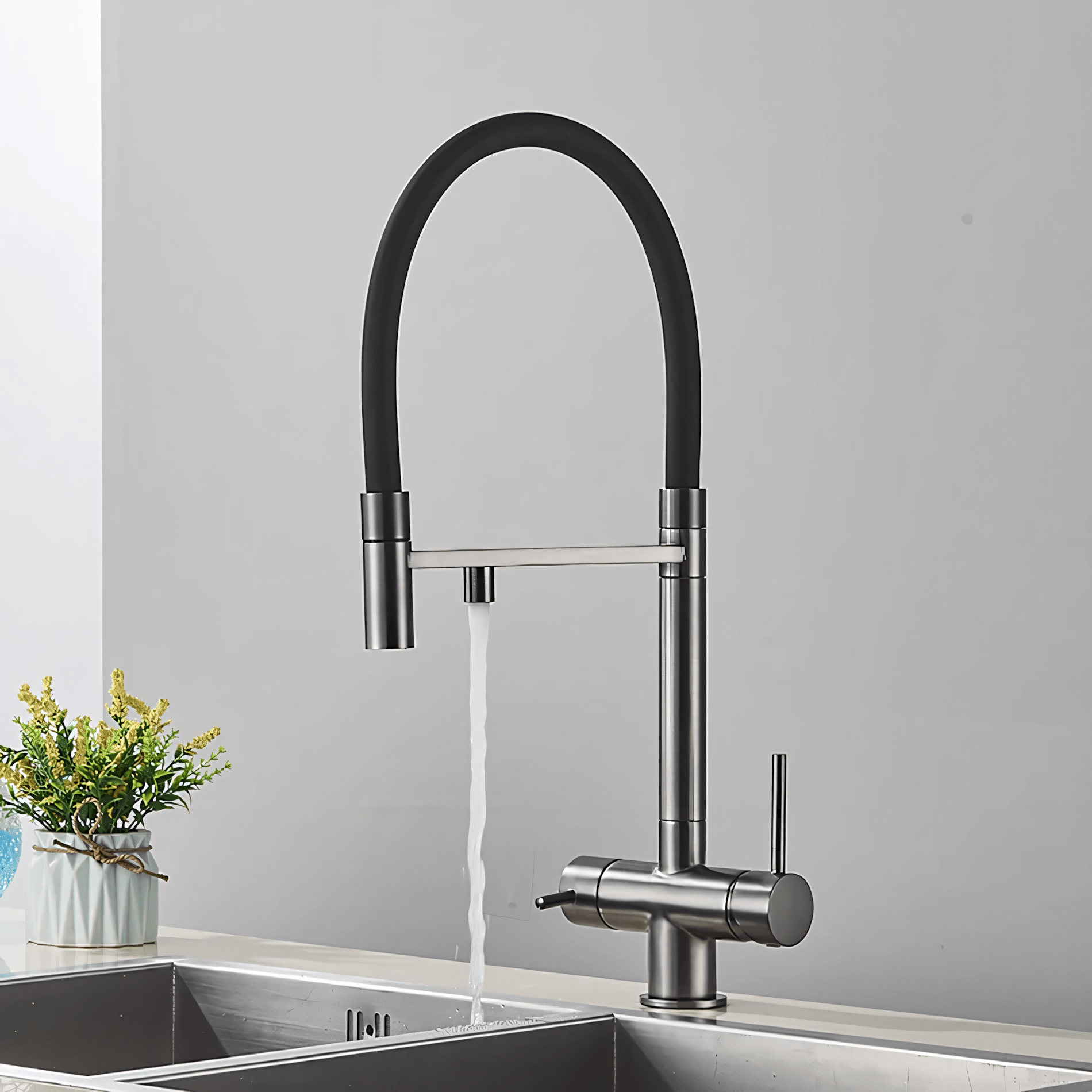 3-way kitchen faucet with filter tap