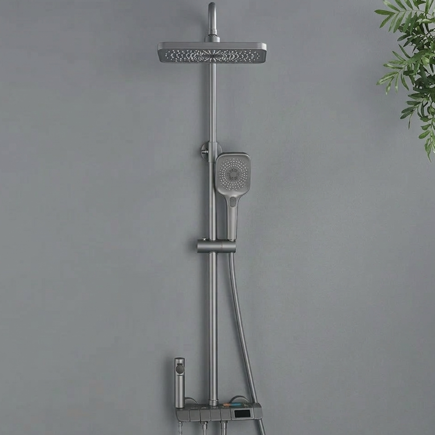 Turku - Digital Thermostatic Shower Faucet Set with LED Temperature Display 4 Function Rainfall Shower System Wall Mounted Hot Cold Mixer