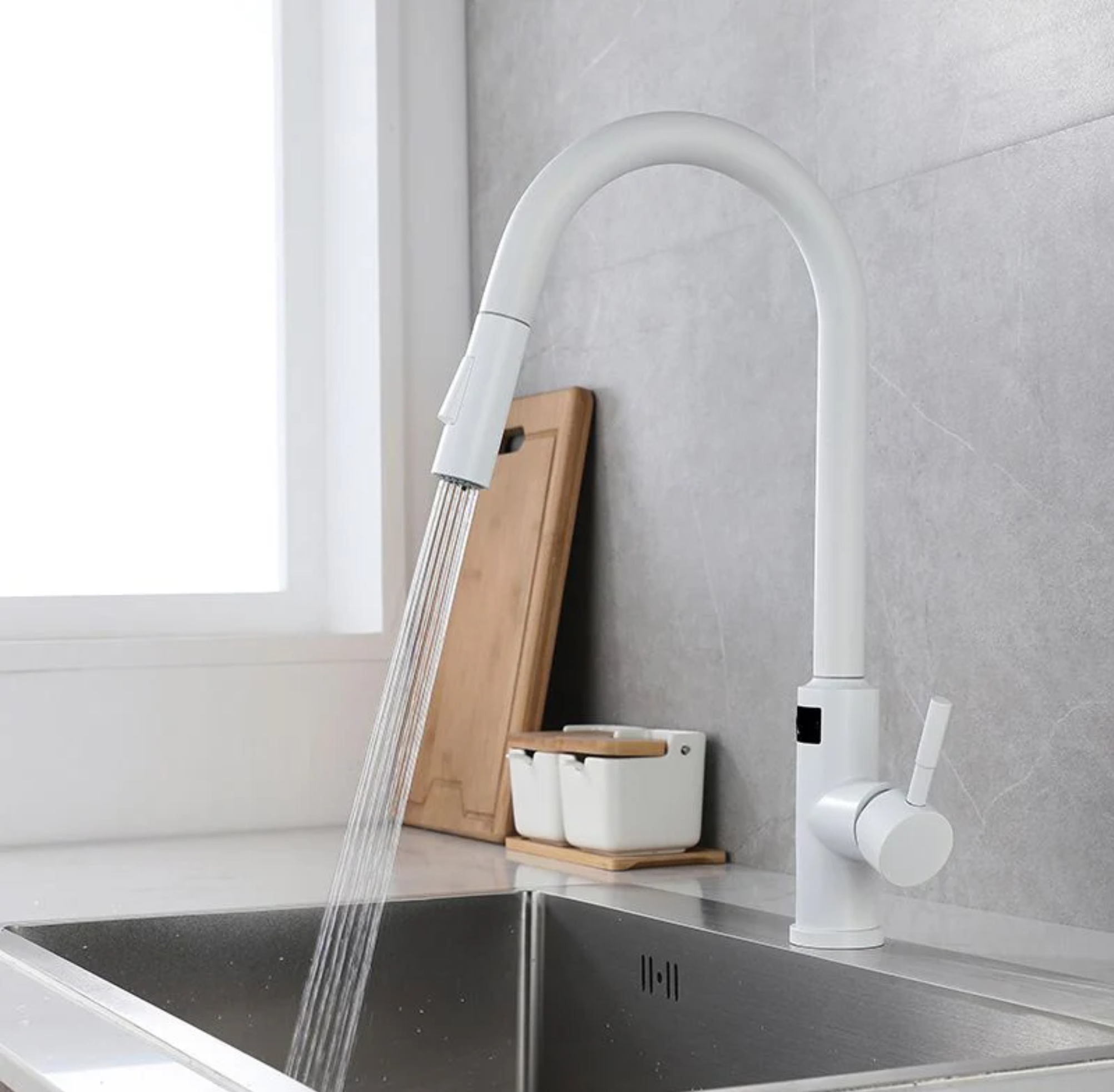 falkenberg smart touchless kitchen faucet white