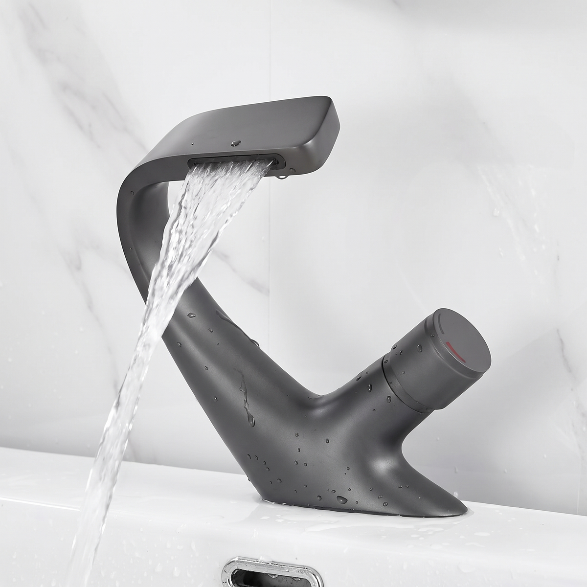 Bodo - Modern Waterfall Basin Bathroom Sink Faucet Single Handle Single Hole