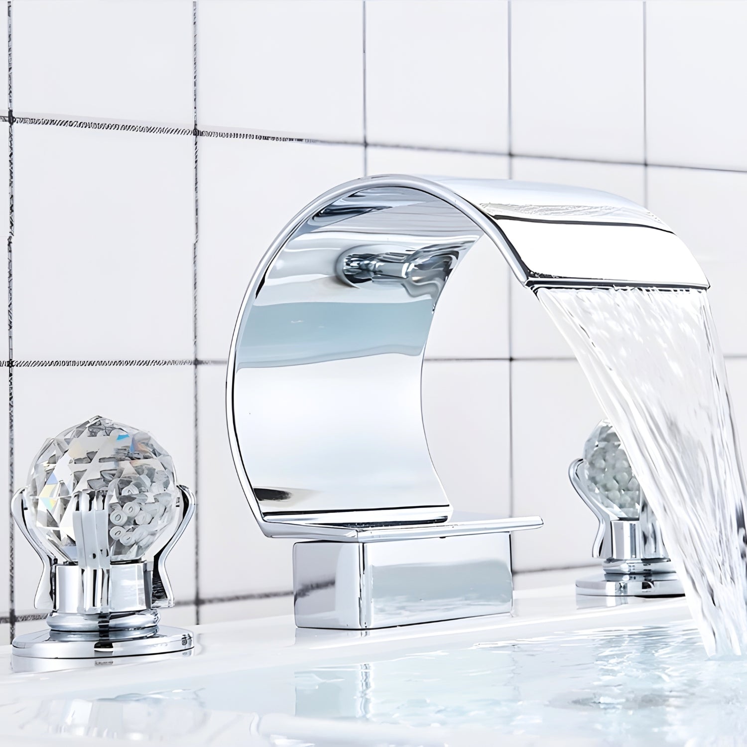 Halle - Three-Hole Waterfall Bathroom Faucet