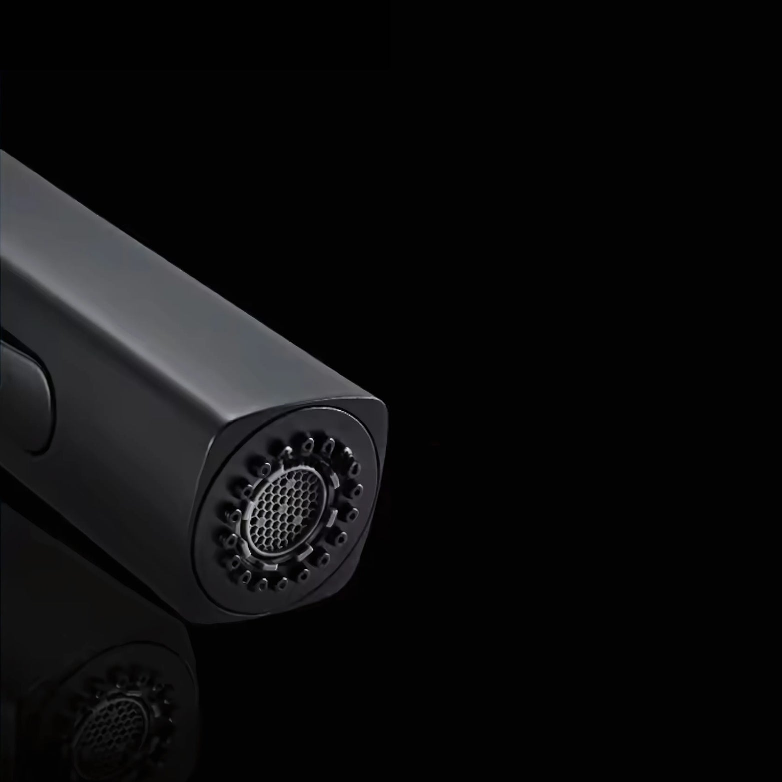 Close-up of a black faucet