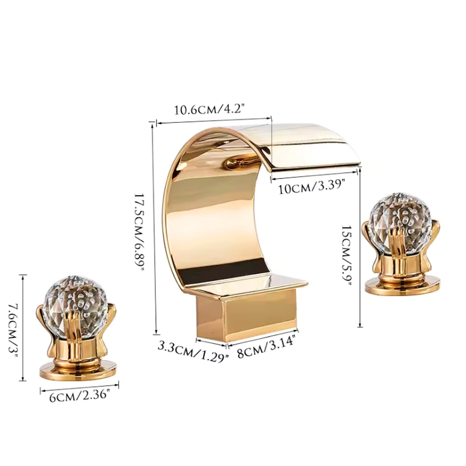 Halle - Three-Hole Waterfall Bathroom Faucet