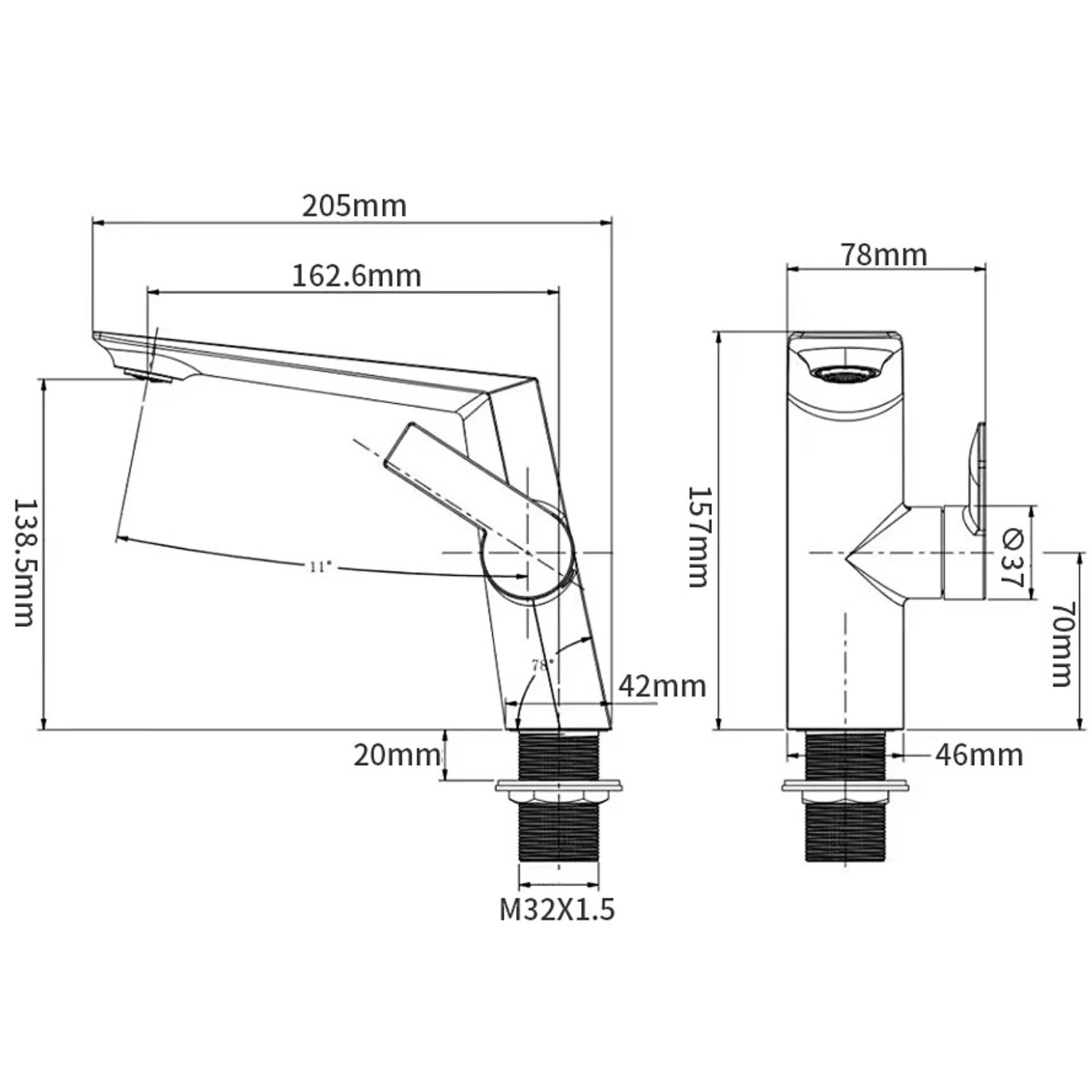 Halsa - Nordic Single Handle Hot & Cold Mixer Bathroom Sink Tap