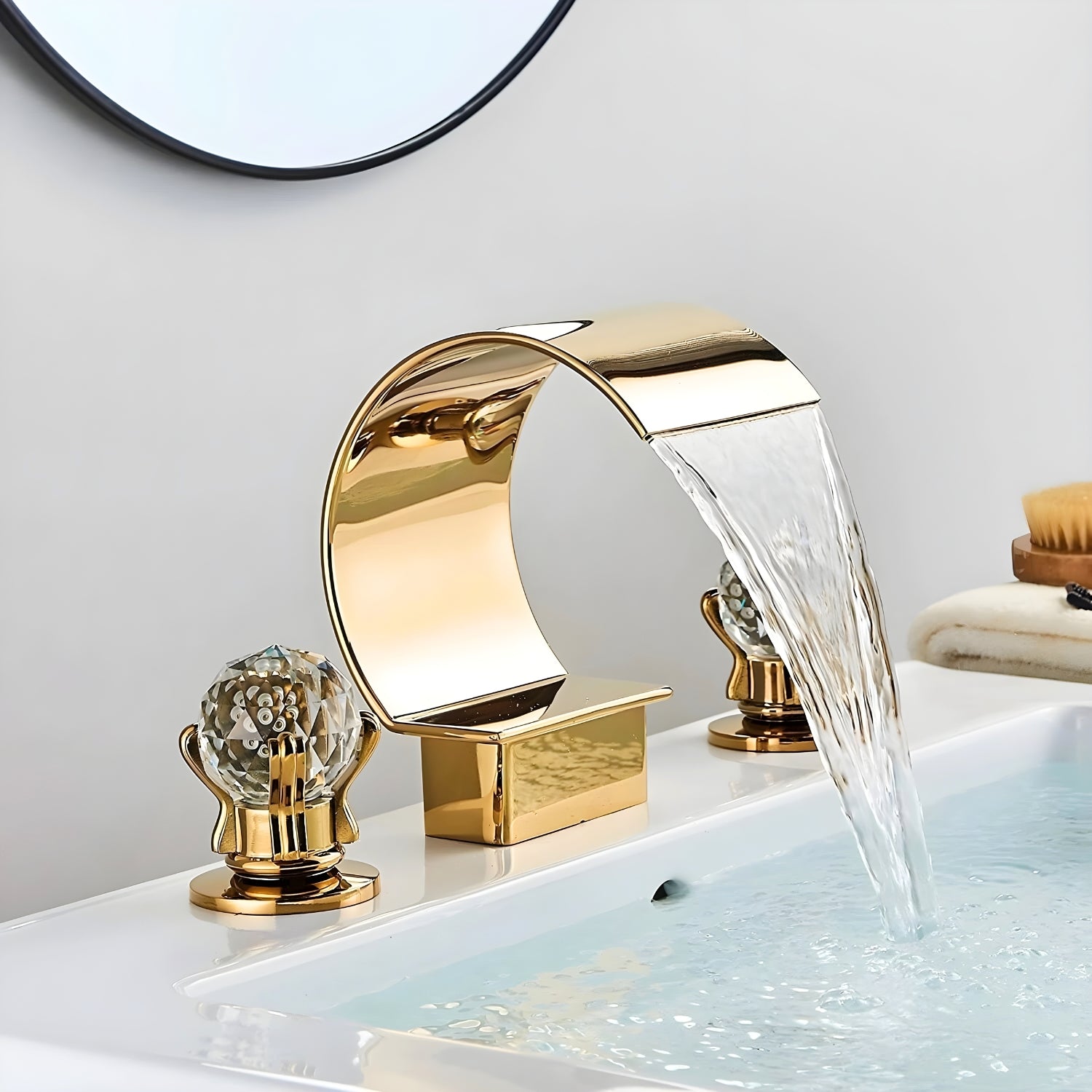 Halle - Three-Hole Waterfall Bathroom Faucet
