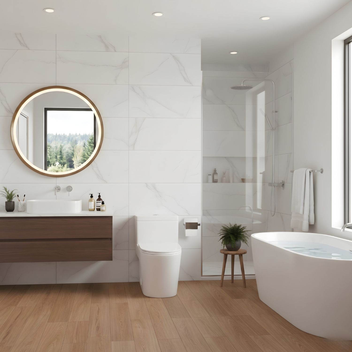 Are - One-Piece 1.1/1.6 GPF Dual Flush Round Toilet in White Soft Close Seat Included