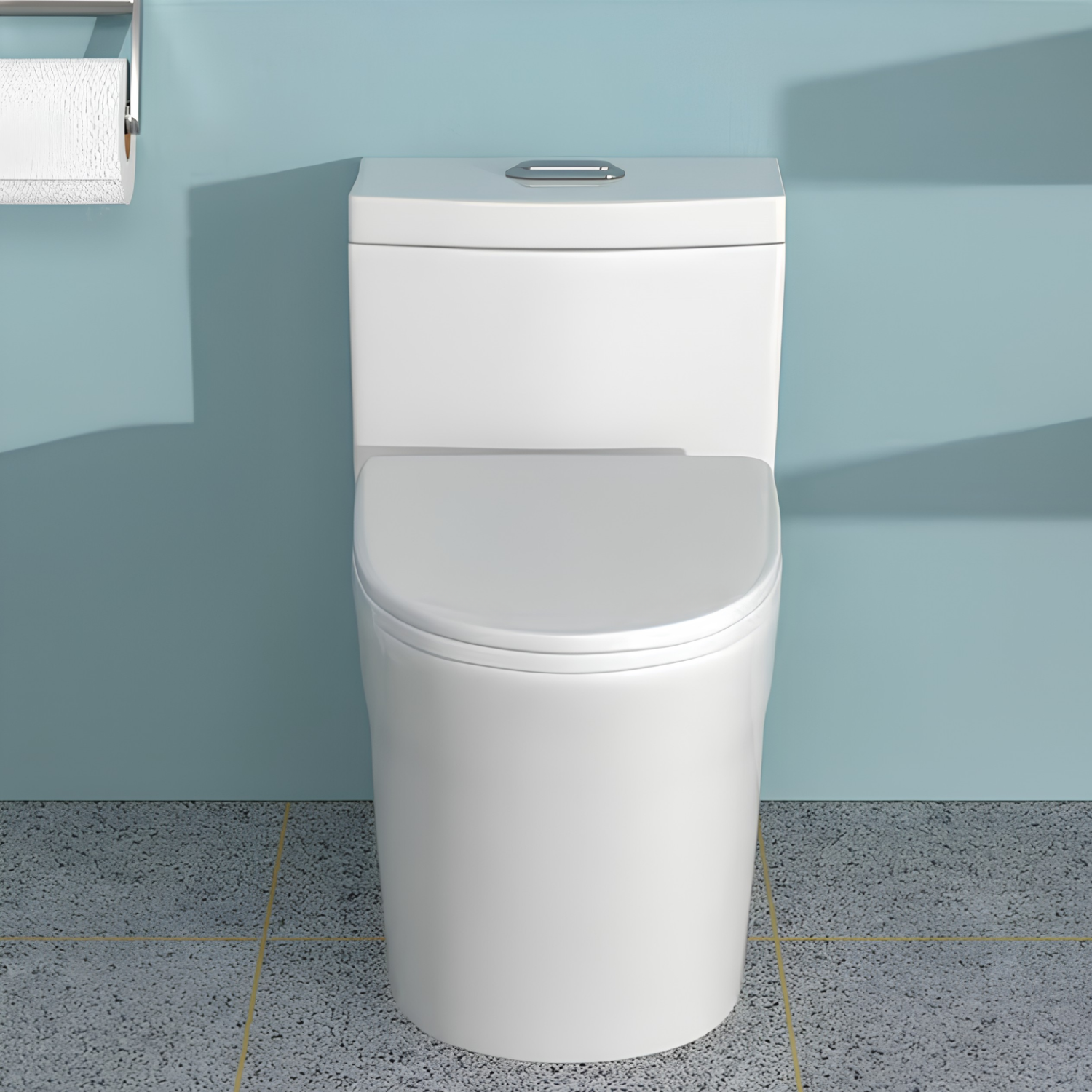 Are - One-Piece 1.1/1.6 GPF Dual Flush Round Toilet in White Soft Close Seat Included