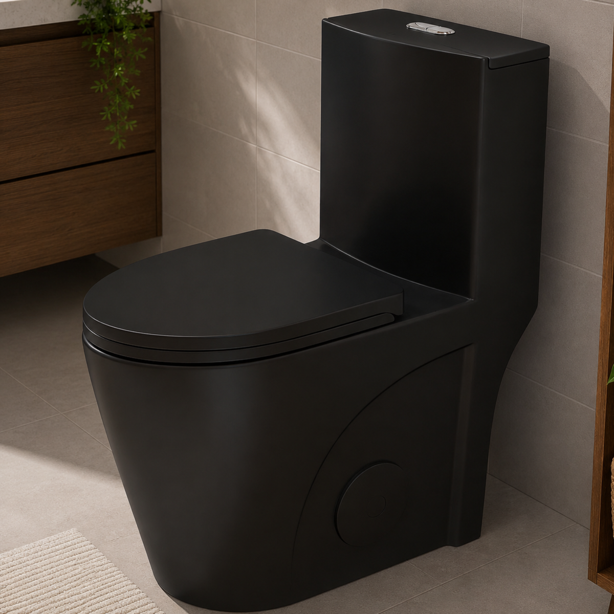 Tromso - Black Matte One-Piece with Dual Flush & Soft-Close Seat