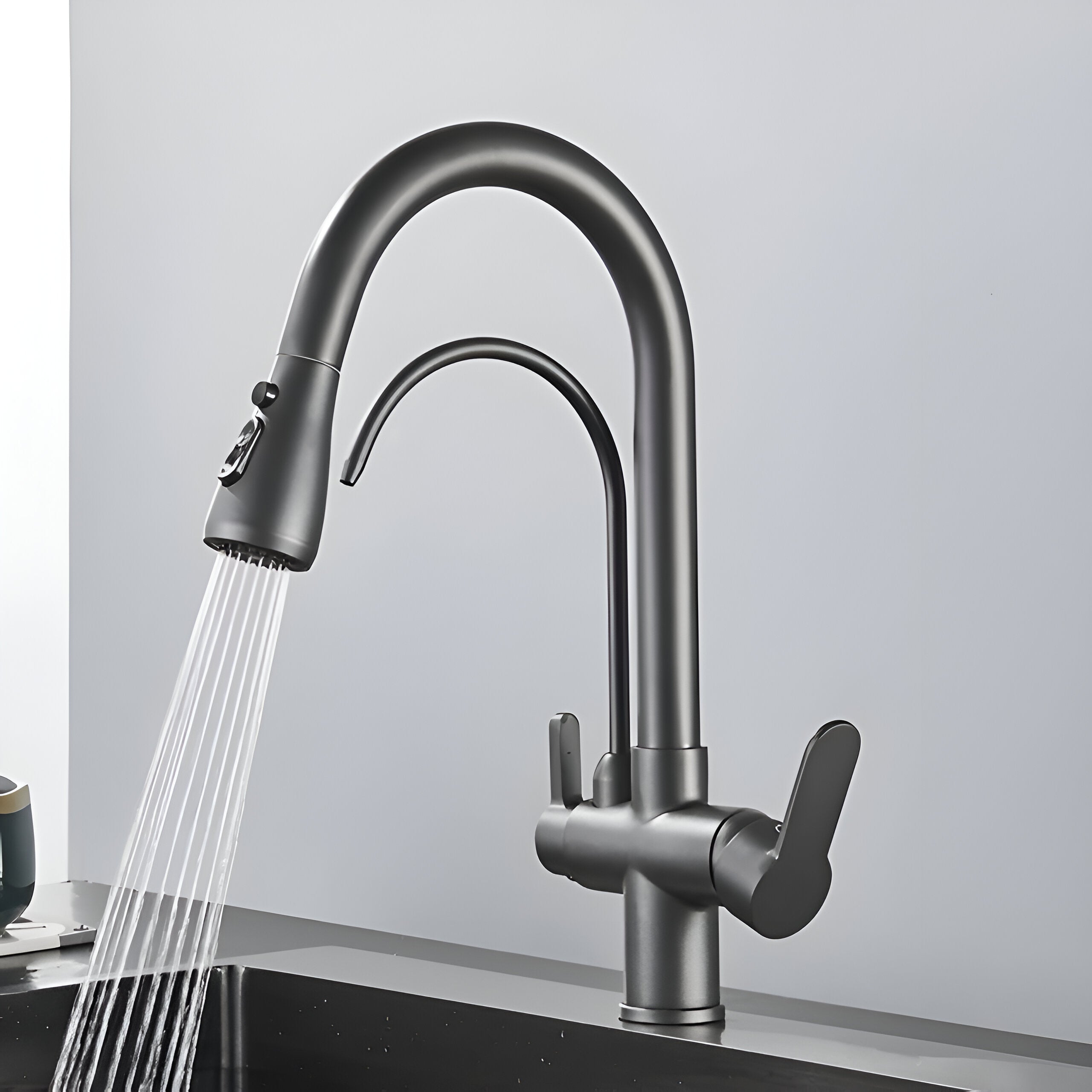 Karlstad - Three-Way Kitchen Faucet with Filter Tap & Pull-Down Spout for Kitchen Sink