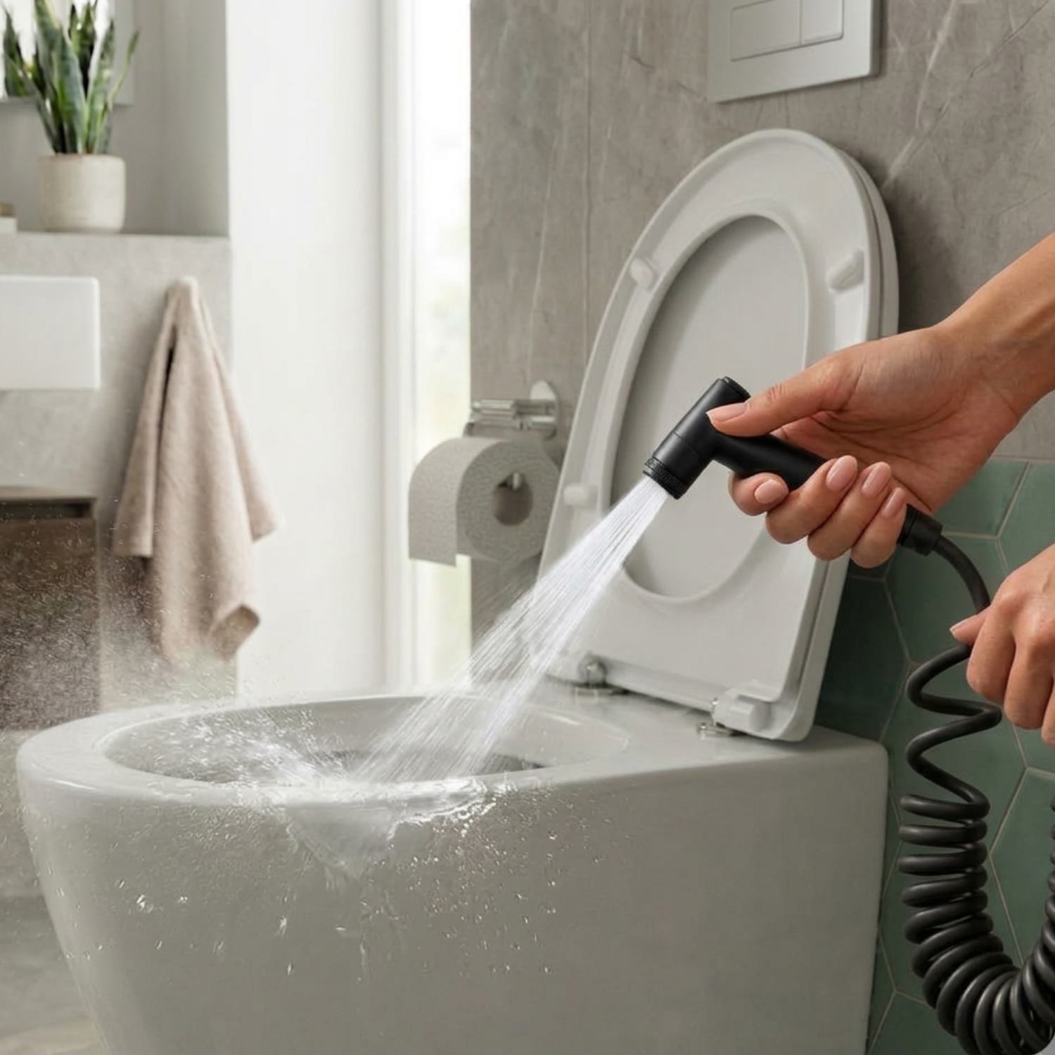 Glomma  - Stainless Steel Bidet Spray Gun Set – Handheld Toilet Hygienic Shower with Double Outlet Angle Valve
