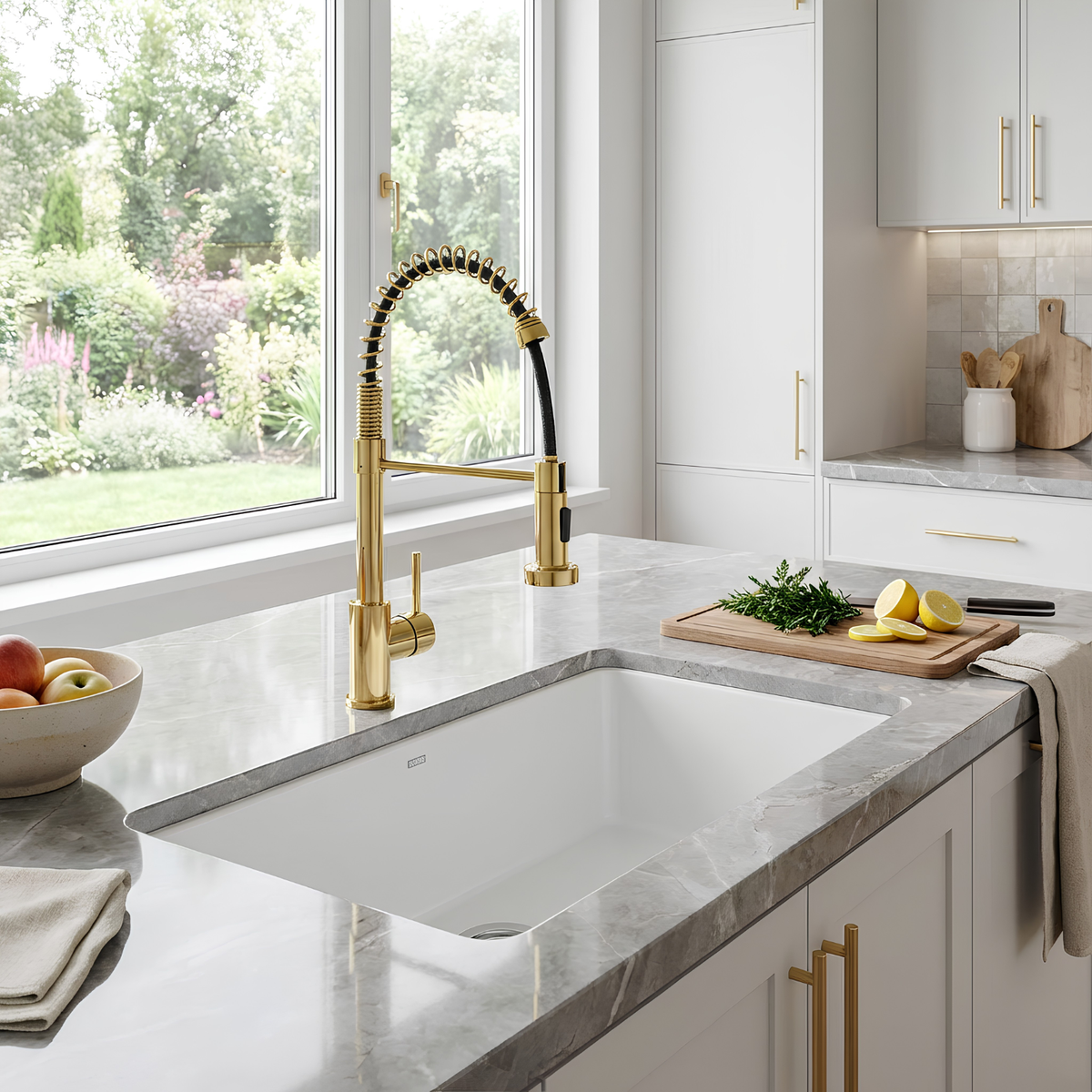 Halmstad - Single Hole Pre-Rinse Pull-Down Sprayer Spring Spout Kitchen Faucet