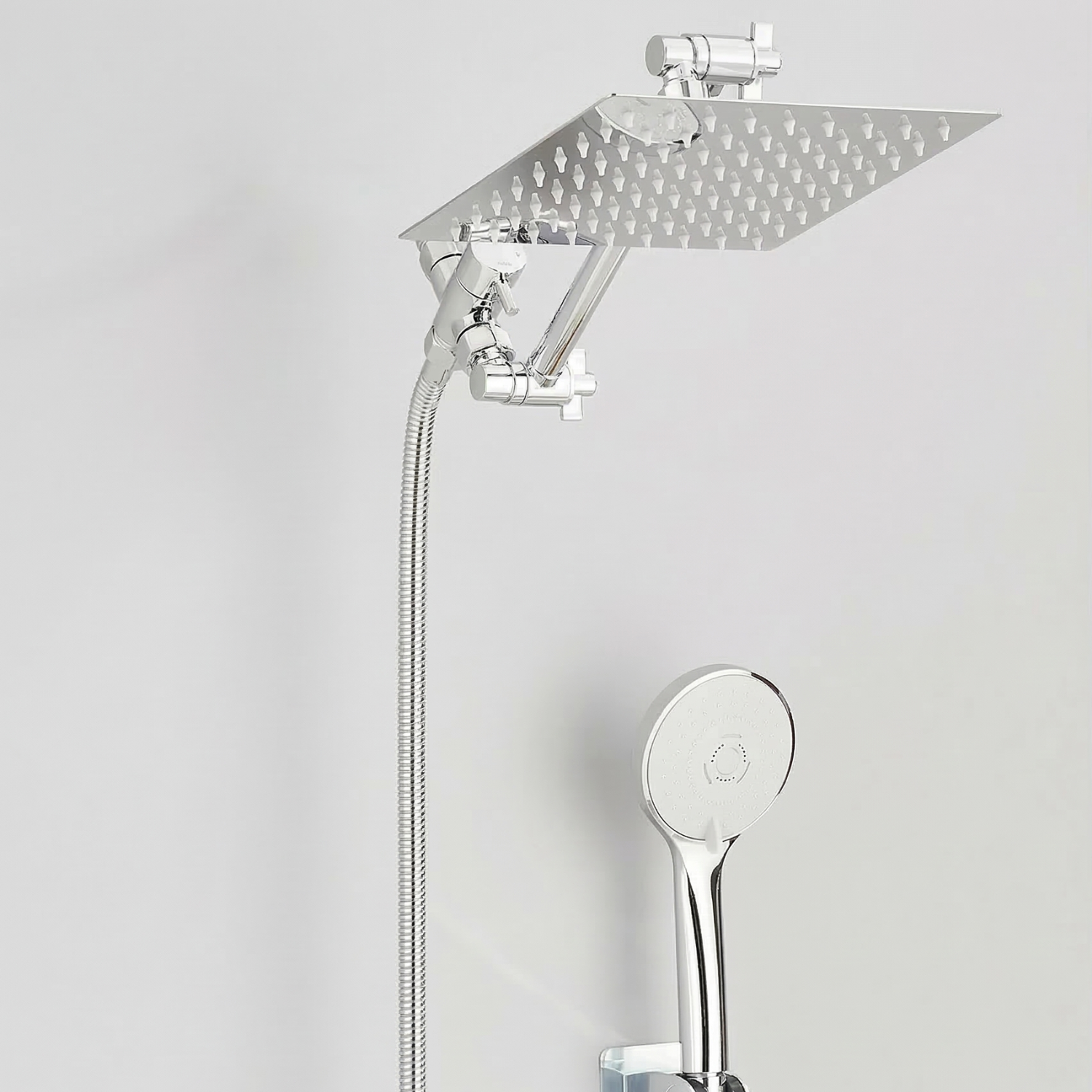 Halti - Shower Head Combo 8-12 Inch High Pressure Rain Shower Head with Adjustable Extension Arm With 3-way Handheld Shower Spray