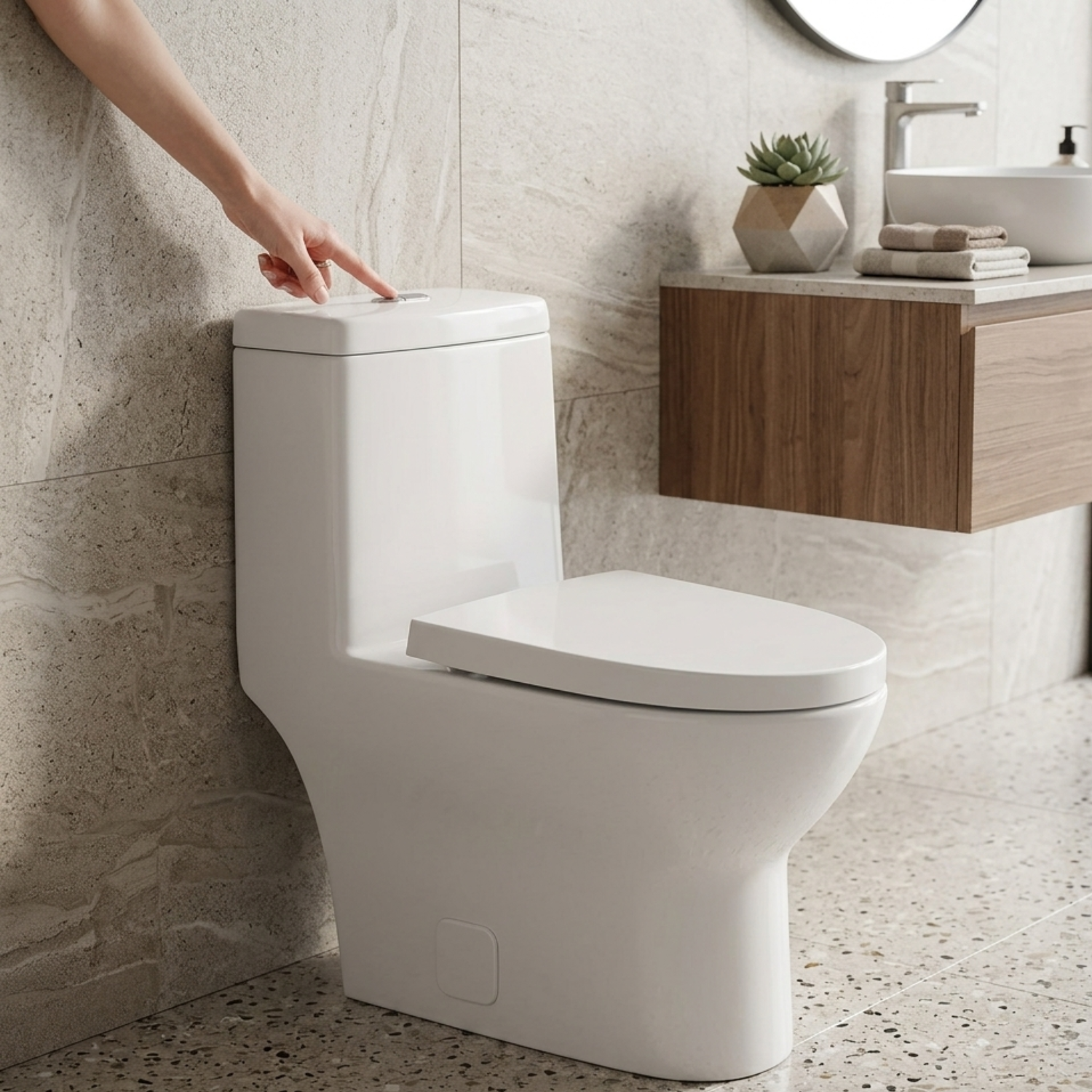 Alta - One-Piece Dual Washdown S-Trap Siphon Flushing  Floor Mounted Elongated