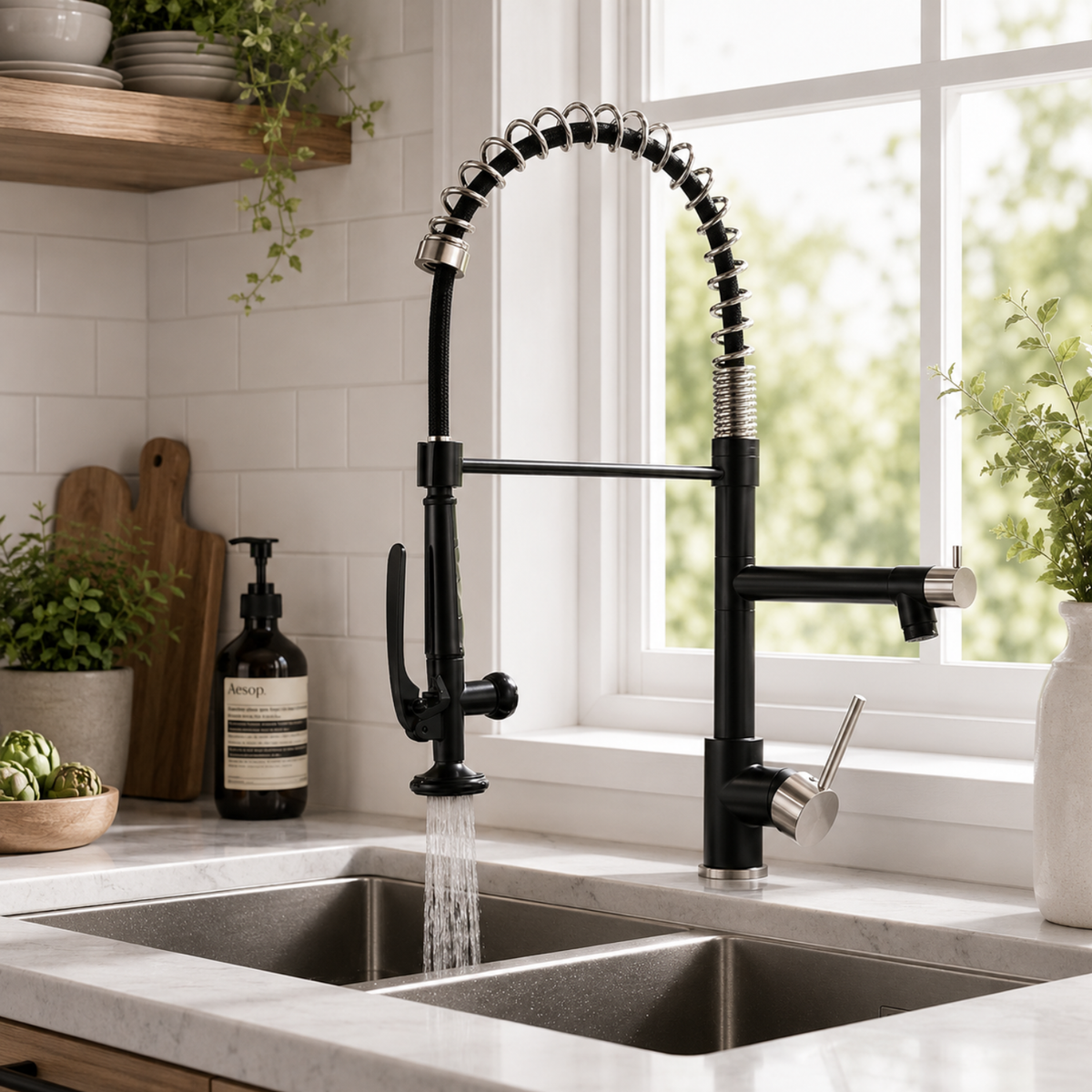 Tyresta - Modern Pull-Out Kitchen Faucet – Single Handle Solid Brass Mixer Tap