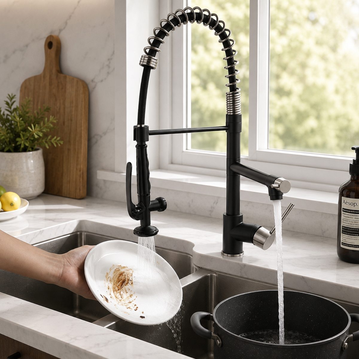 Tyresta - Modern Pull-Out Kitchen Faucet – Single Handle Solid Brass Mixer Tap