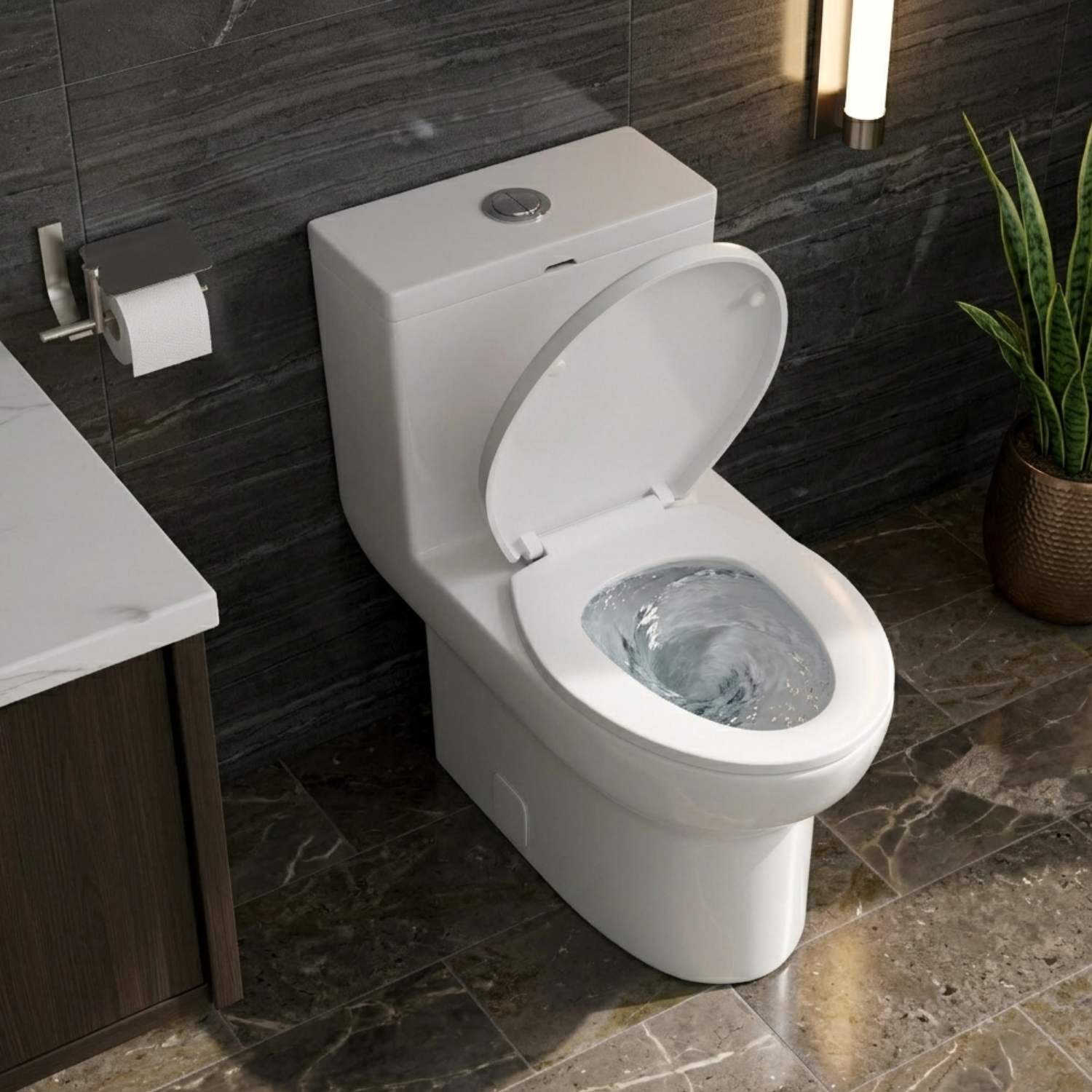 Roros – One-Piece Dual Flush Toilet with Soft-Close Seat & Concealed Tank