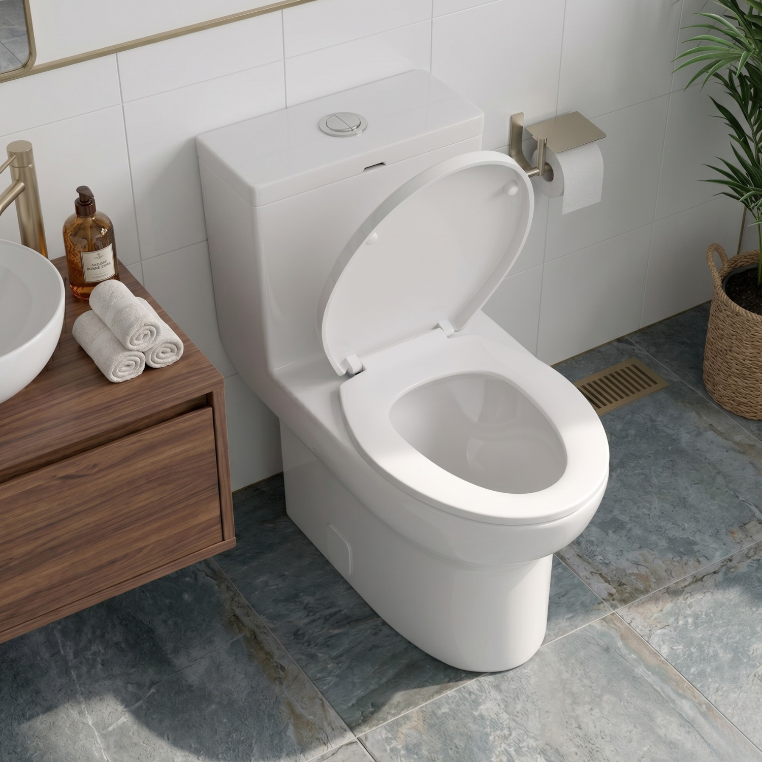 Roros – One-Piece Dual Flush Toilet with Soft-Close Seat & Concealed Tank