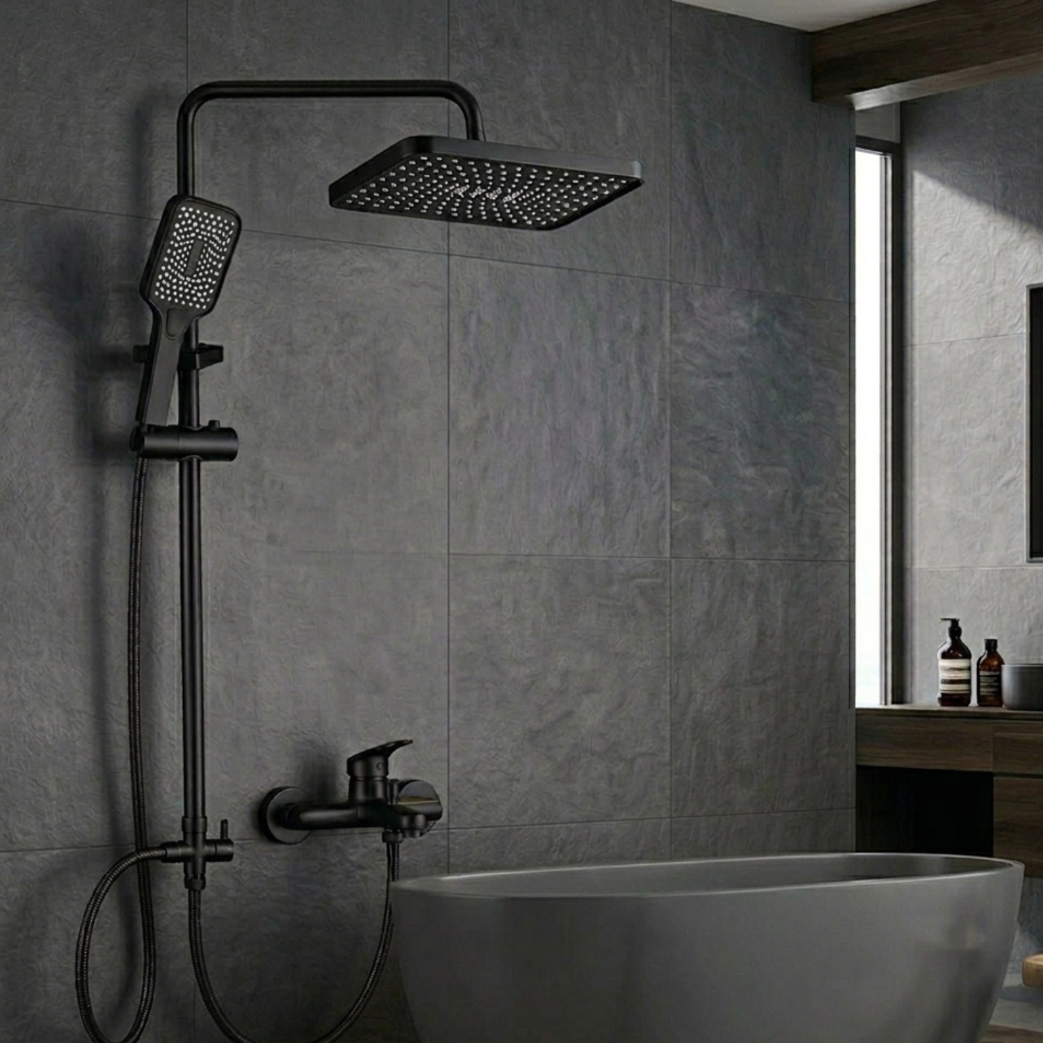 Sarek - Rainfall Shower Column Set with Handheld Shower & Wall Mounted Mixer Tap