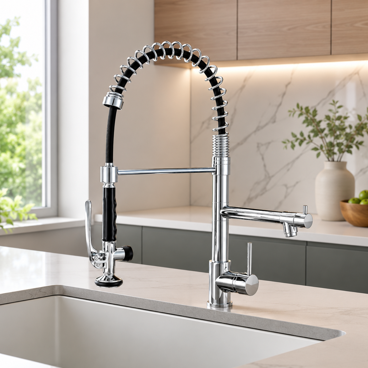 Tyresta - Modern Pull-Out Kitchen Faucet – Single Handle Solid Brass Mixer Tap