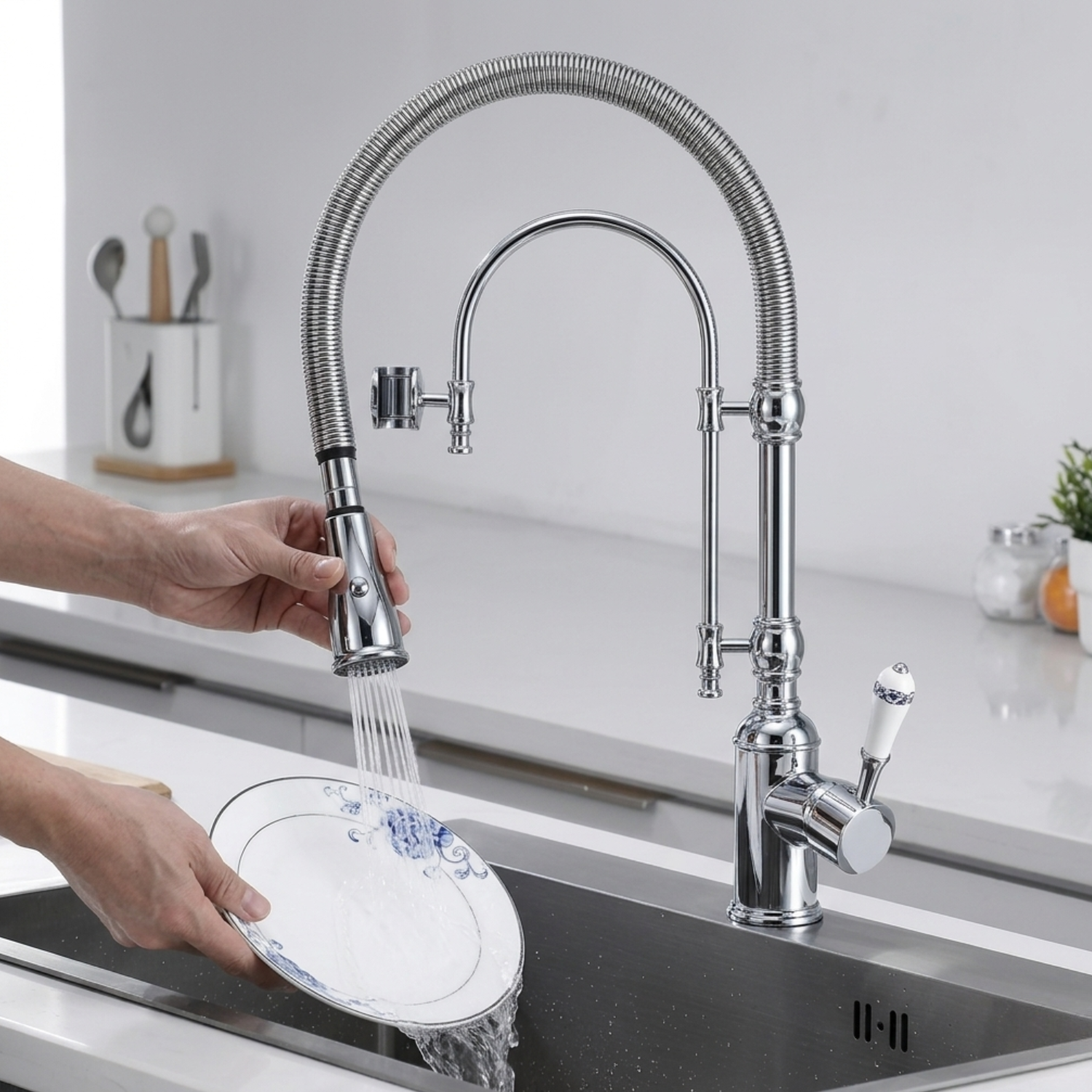 Visby - 360° Pull-Down Kitchen Faucet  with Spring Spout Hot & Cold Mixer