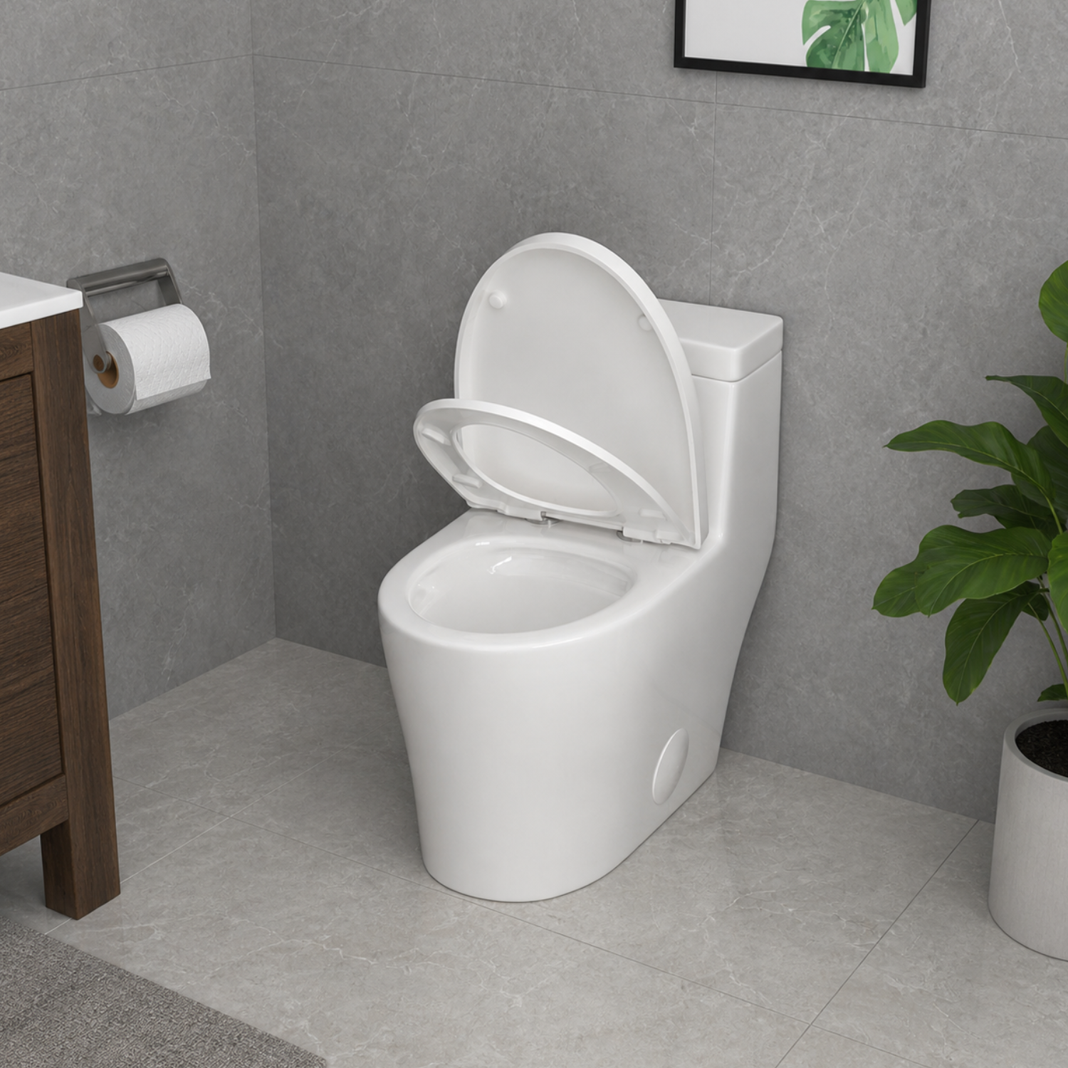 Ystad -  One Piece Toilet with Single Flush Soft Closing Seat Concealed Tank Elongated Bowl Floor