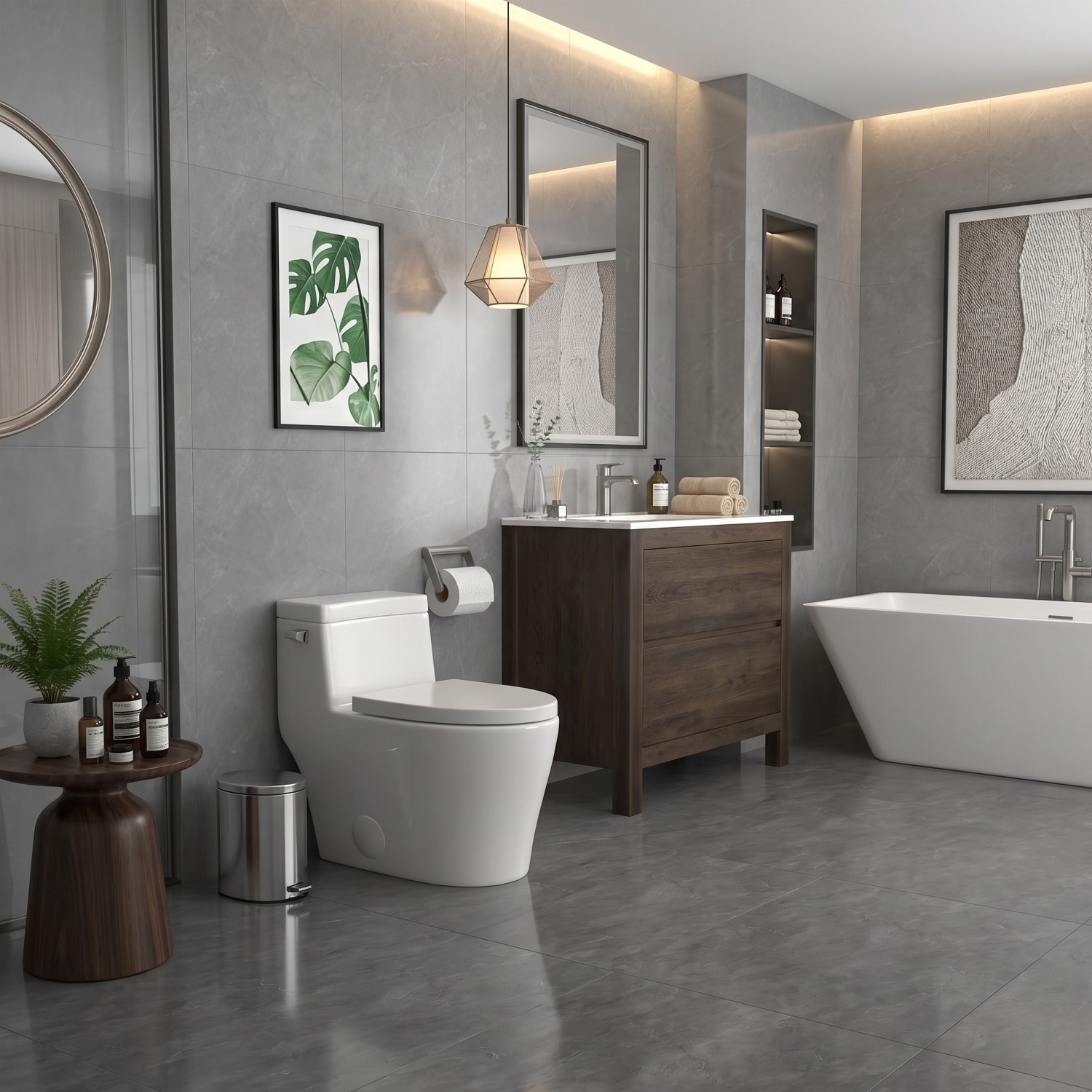 Ystad -  One Piece Toilet with Single Flush Soft Closing Seat Concealed Tank Elongated Bowl Floor