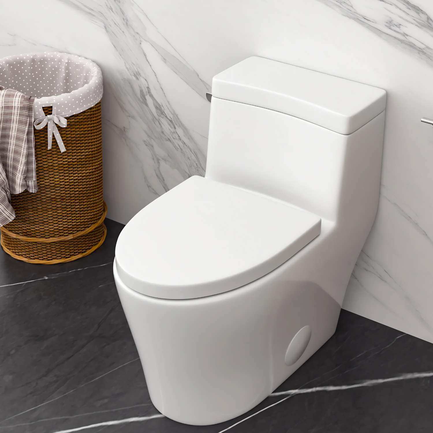 Ystad -  One Piece Toilet with Single Flush Soft Closing Seat Concealed Tank Elongated Bowl Floor