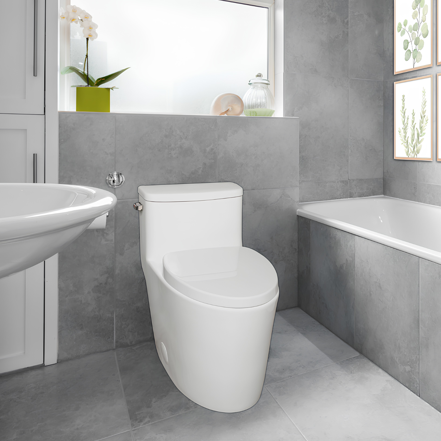 Ystad -  One Piece Toilet with Single Flush Soft Closing Seat Concealed Tank Elongated Bowl Floor