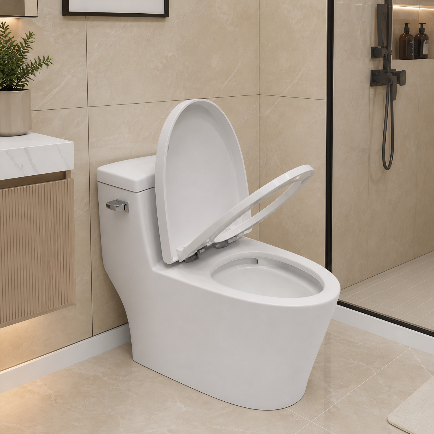 Ystad -  One Piece Toilet with Single Flush Soft Closing Seat Concealed Tank Elongated Bowl Floor