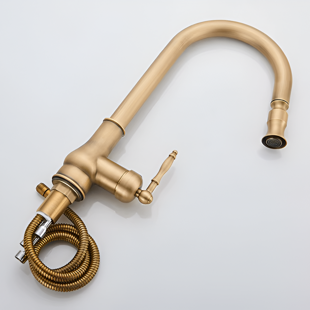 Wood antique pull-out kitchen faucet