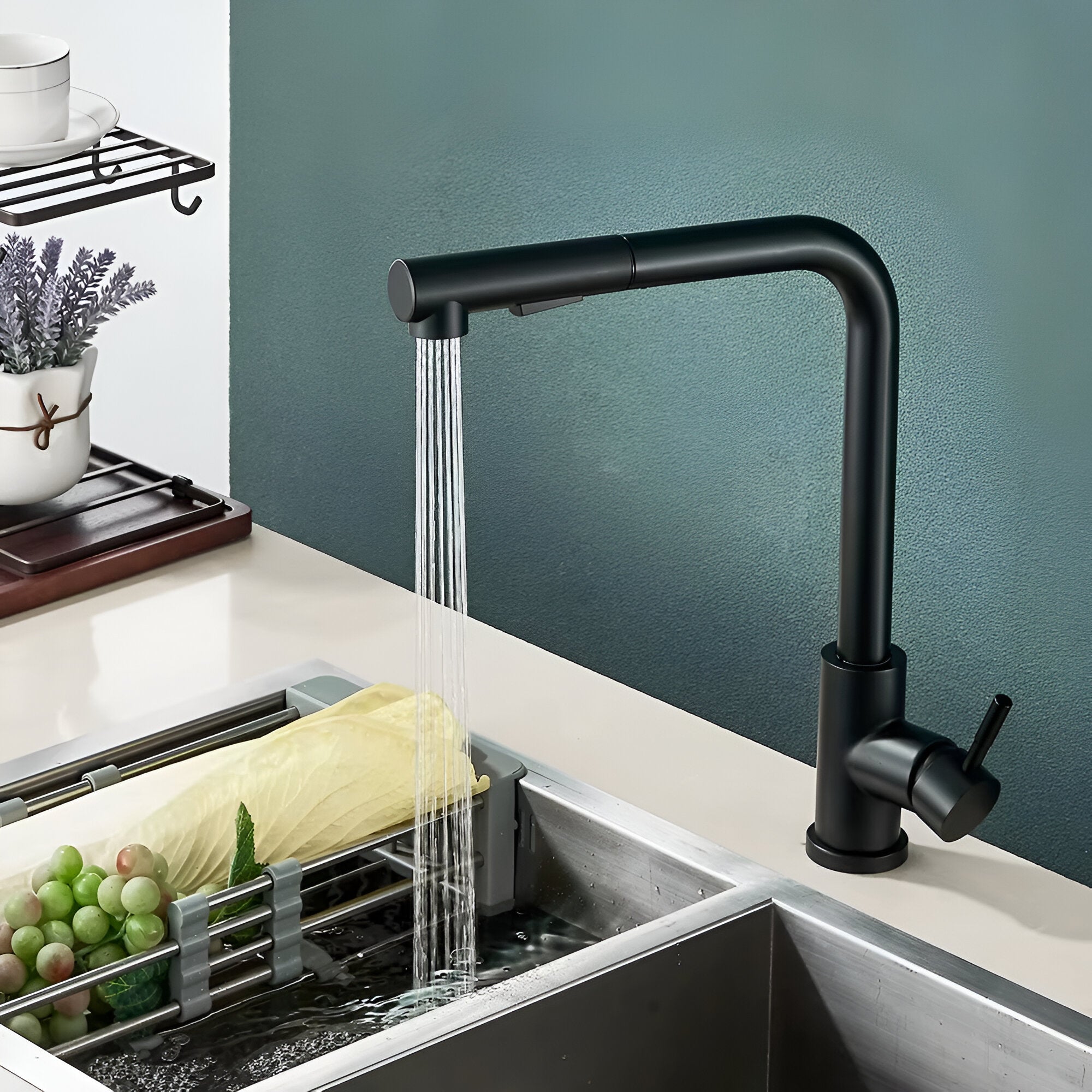 Black Pull-Out Kitchen Faucet