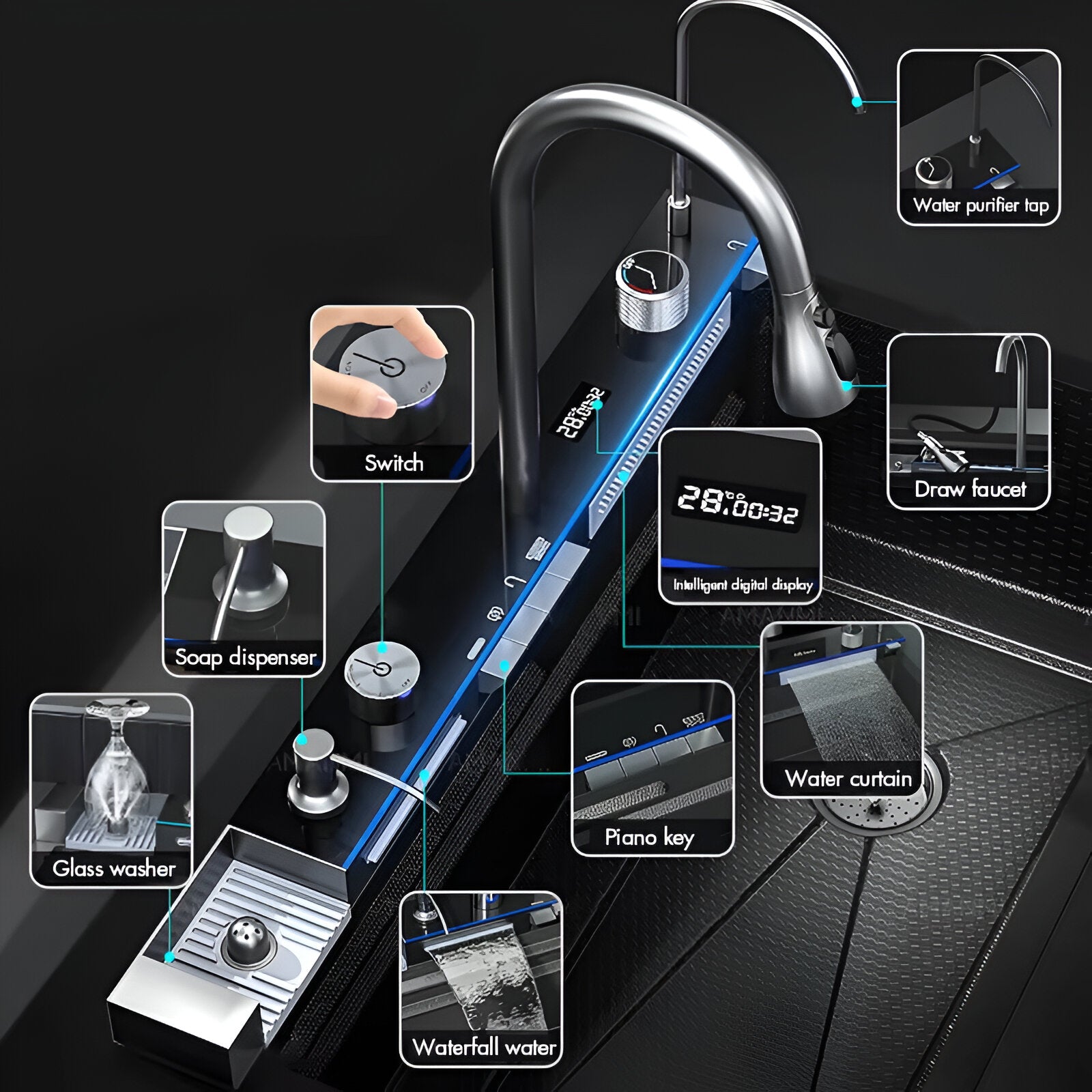 Smart workstation kitchen sink