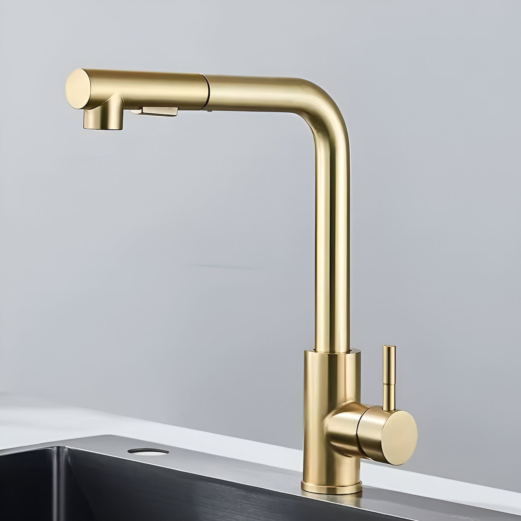 Gold Pull-Out Kitchen Faucet