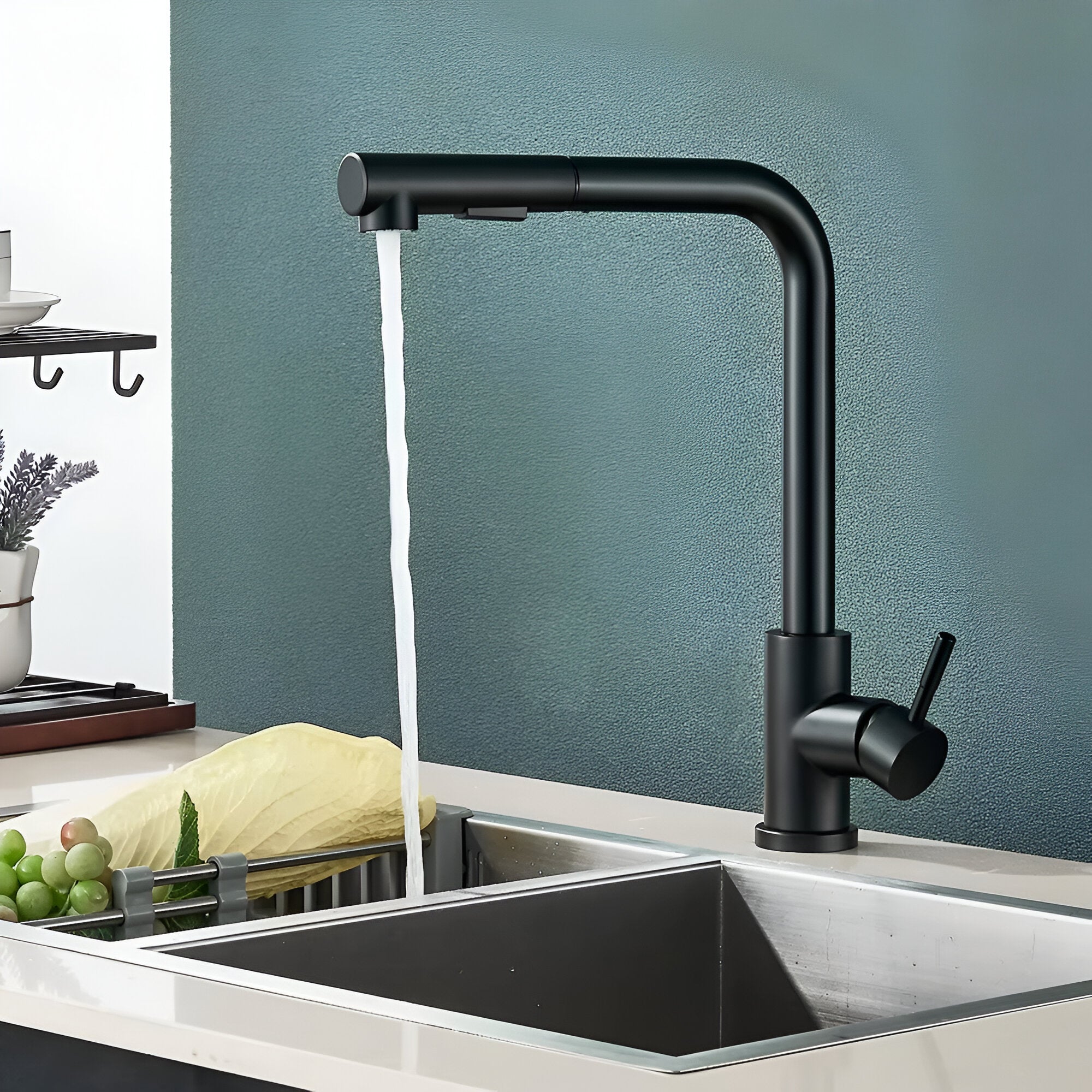 Black Pull-Out Kitchen Faucet
