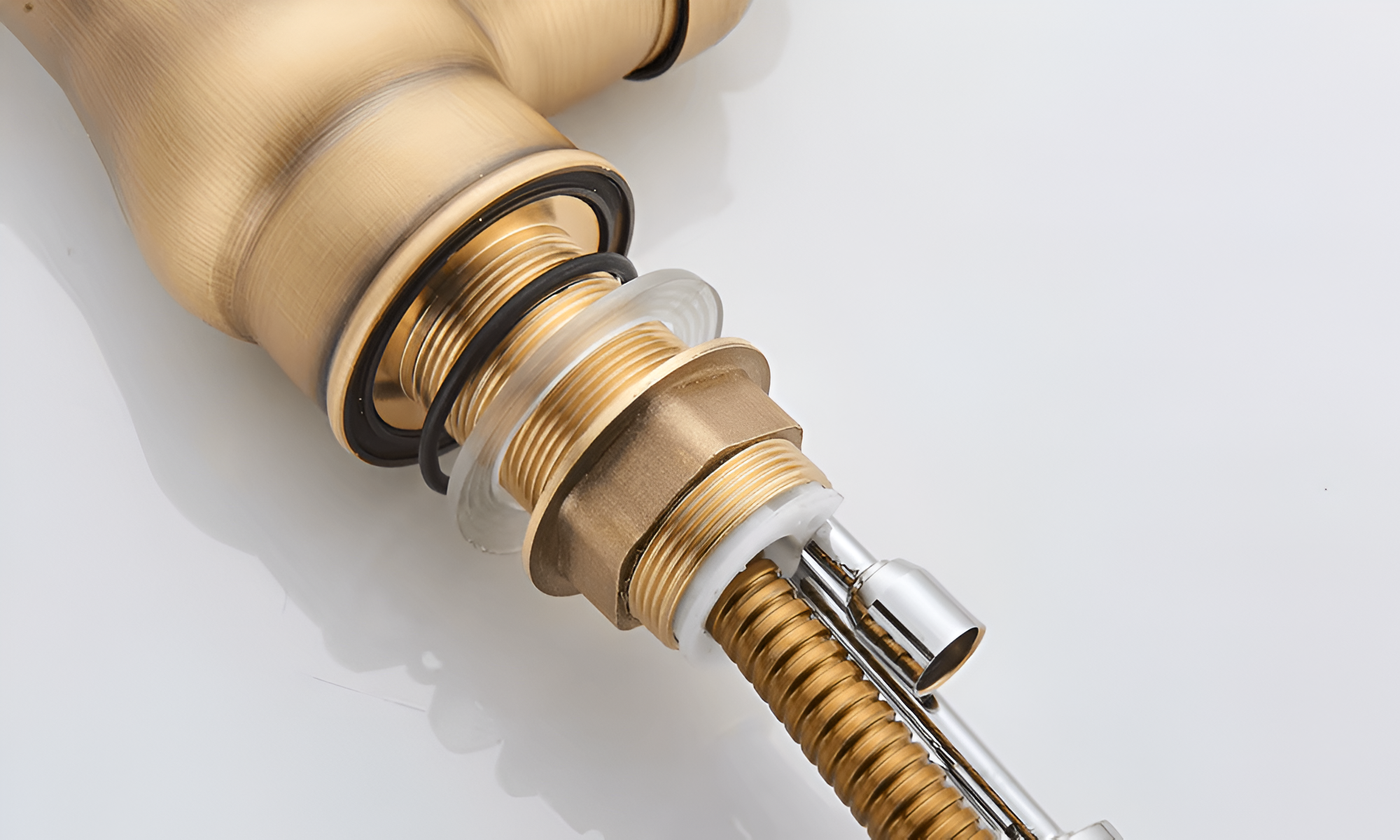 Antique Brass Pull-Out Kitchen Faucet