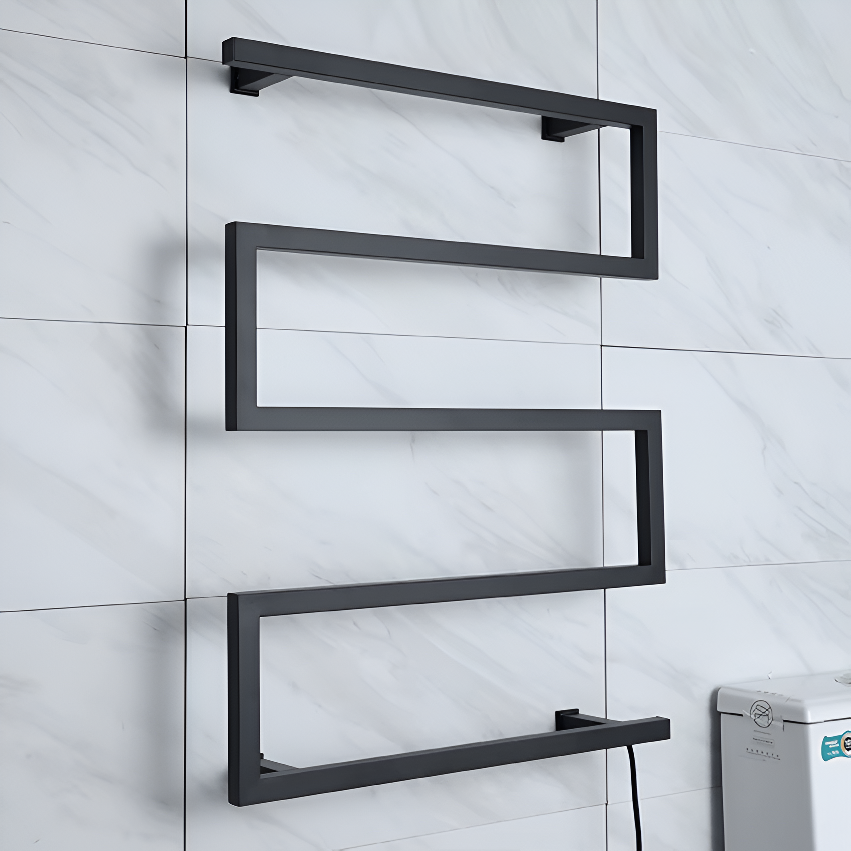 Black towel bar warmer for bathroom